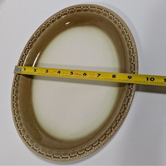 Syracuse China Oval Serving Plate Platter White Brown Rim Restaurant Ware USA - Picture 6 of 8